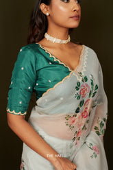 Heera Teal Hand-Embroidered Blouse